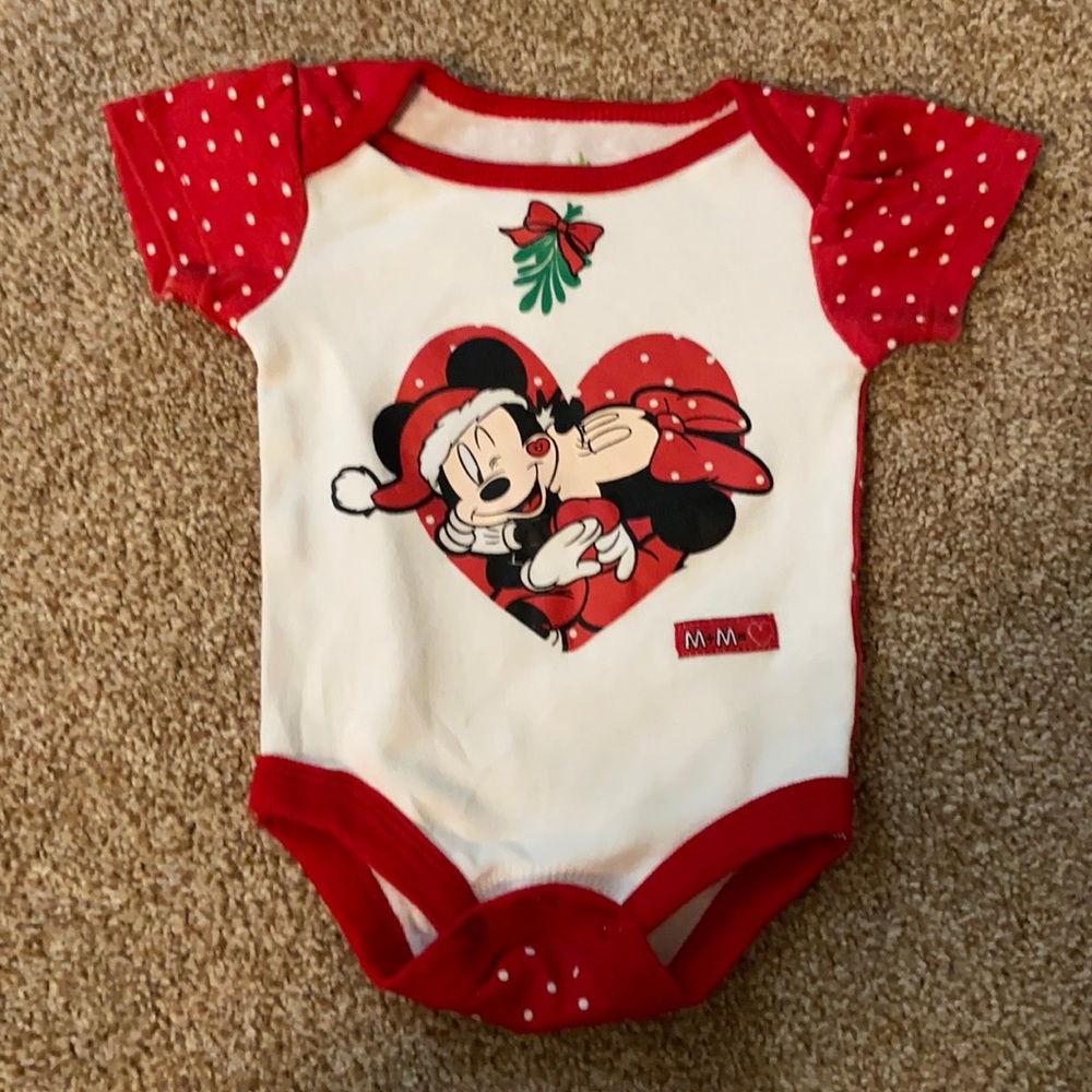 Disney 3 month Minnie and Mickey Christmas onesie! - Picture 2 of 4
